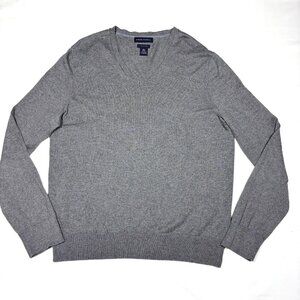 Banana Republic Luxury Blend Gray Silk Cashmere Blend V-Neck Sweater Mens Large
